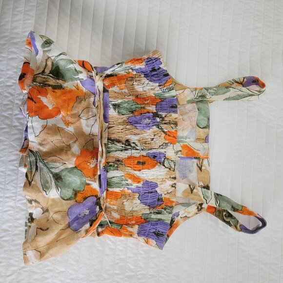 🌞4/$20🌞 Mossismo Linen Belted Floral Top with Buttons - Picture 3 of 3